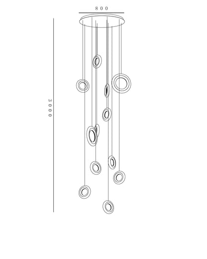 Orris Halo – Multi-Ring Pendant Chandelier in Matte Gold