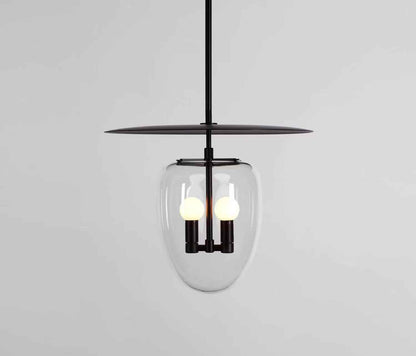NoirDome Pendant – Dual E14 with Clear Glass & Black Finish