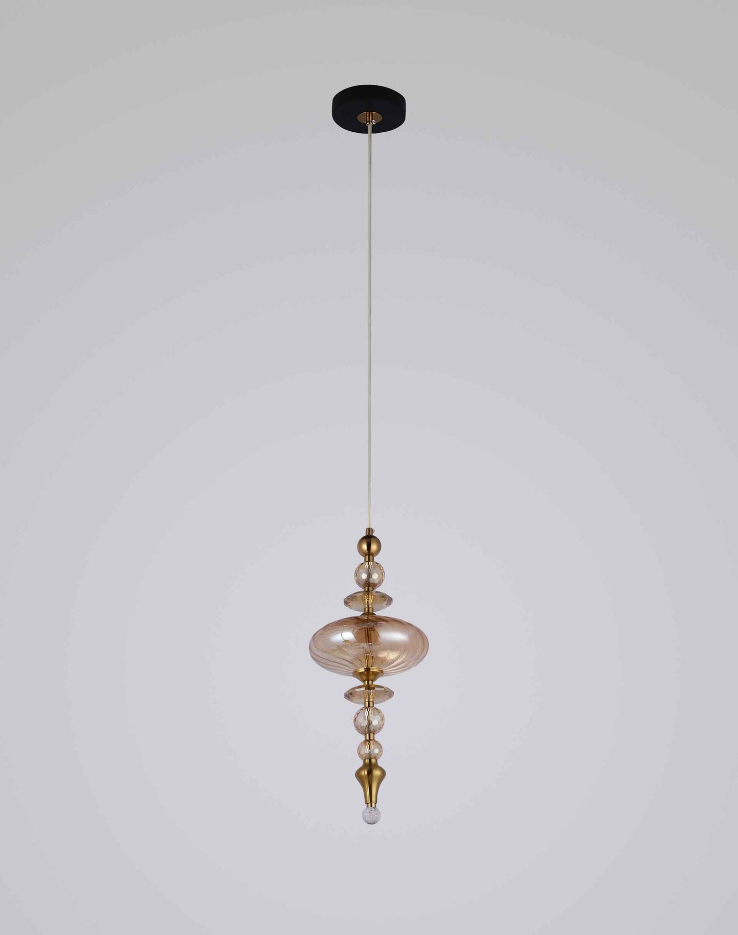 LumaDrop Pendant – Amber Glass & Gold Finish (7W LED)