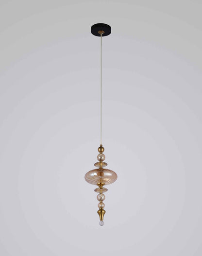 LumaDrop Pendant – Amber Glass & Gold Finish (7W LED)