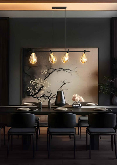 Shadowline Rose – Rose Gold Glass & Matte Black Linear LED Pendant (16W)