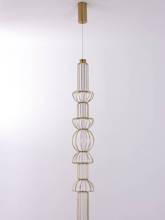 Brass Lumen – Dimmable Vertical Pendant with Acrylic Diffuser