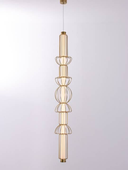 Brass Lumen – Dimmable Vertical Pendant with Acrylic Diffuser