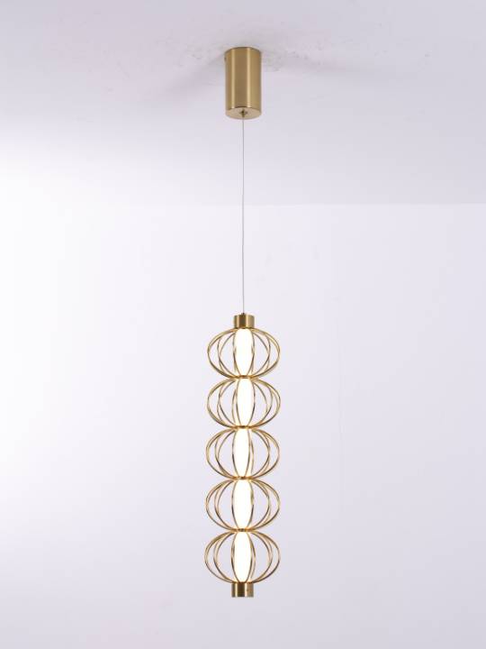 Brass Halo – Vertical Pendant Light with Acrylic Diffuser