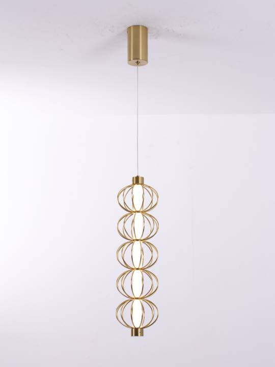 Brass Halo – Vertical Pendant Light with Acrylic Diffuser