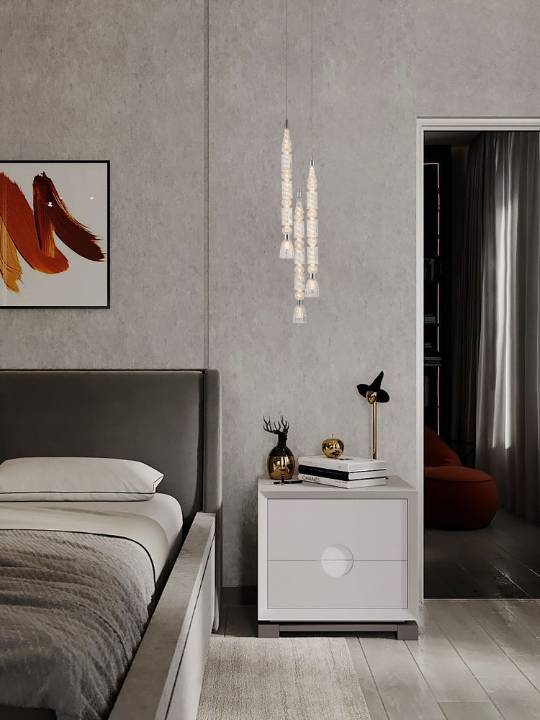 Crystal Cascade – 3-Light Chrome Pendant (60W)