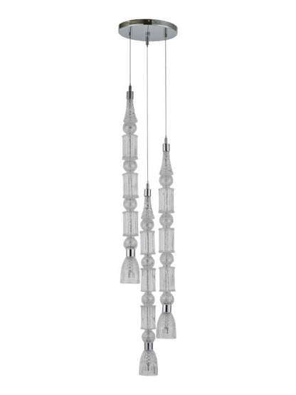 Crystal Cascade – 3-Light Chrome Pendant (60W)