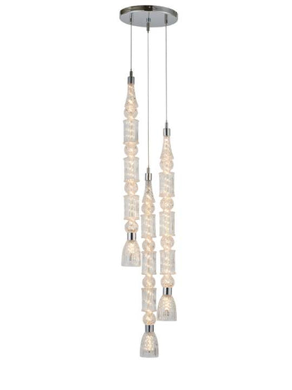 Crystal Cascade – 3-Light Chrome Pendant (60W)