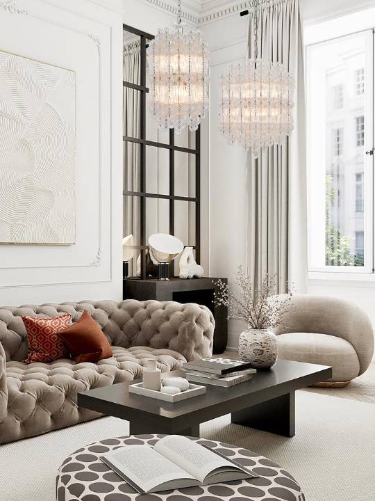 Crystal Crown – 450mm Chrome Glass Pendant Light