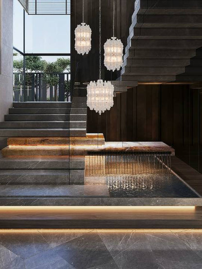 Crystal Crown – 450mm Chrome Glass Pendant Light