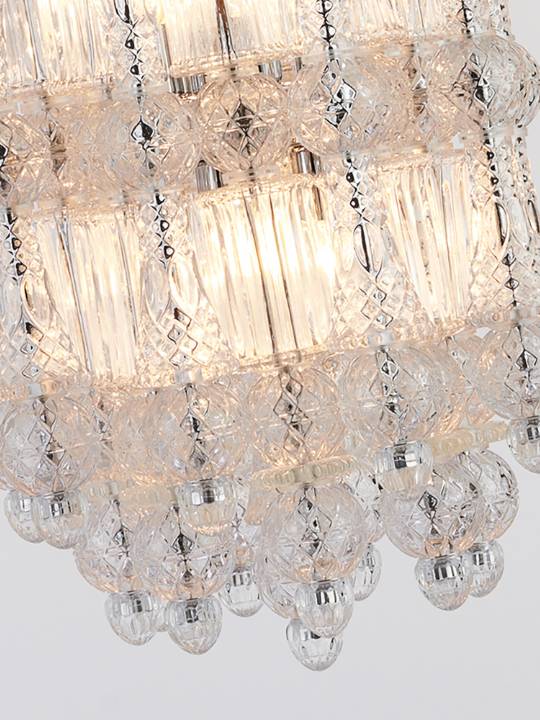 Crystal Crown – 450mm Chrome Glass Pendant Light