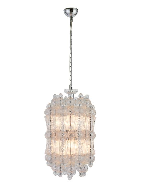 Crystal Crown – 450mm Chrome Glass Pendant Light