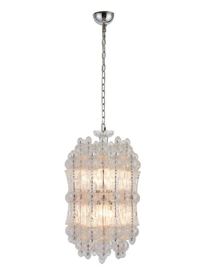 Crystal Crown – 450mm Chrome Glass Pendant Light