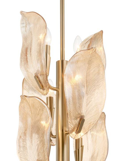 Amber Cascade – Vertical Brass Pendant with Layered Glass Glow