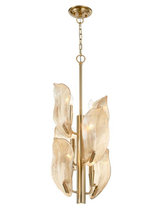 Amber Cascade – Vertical Brass Pendant with Layered Glass Glow