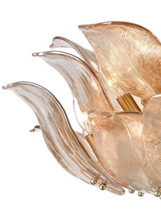 Aurora Amber – 10-Light Brass Pendant with Handcrafted Glass