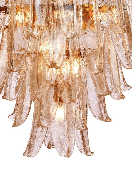 Imperial Amber – Grand 20-Light Pendant with Cracked Glass