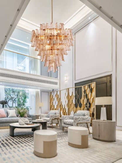 Imperial Amber – Grand 20-Light Pendant Light with Cracked Glass