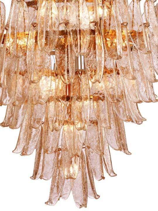 Imperial Amber – Grand 20-Light Pendant Light with Cracked Glass