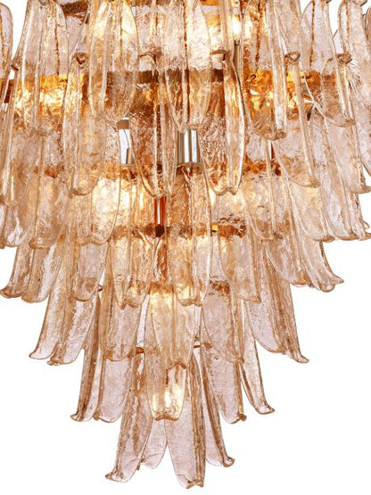 Imperial Amber – Grand 20-Light Pendant Light with Cracked Glass