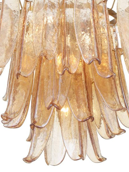 Amber Halo – Brass Pendant with Cracked Glass Globe