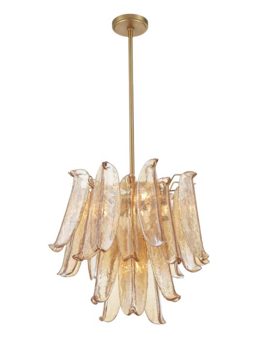 Amber Halo – Brass Pendant with Cracked Glass Globe