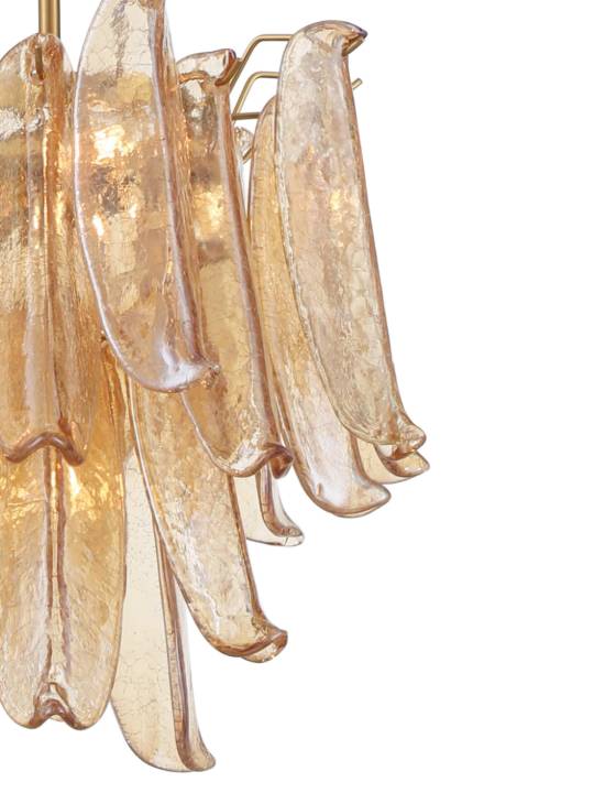 Amber Royale – Brass-Finish Pendant Light with Cracked Glass