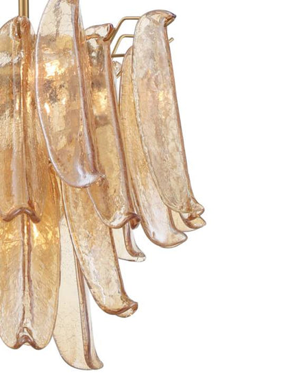 Amber Royale – Brass-Finish Pendant Light with Cracked Glass