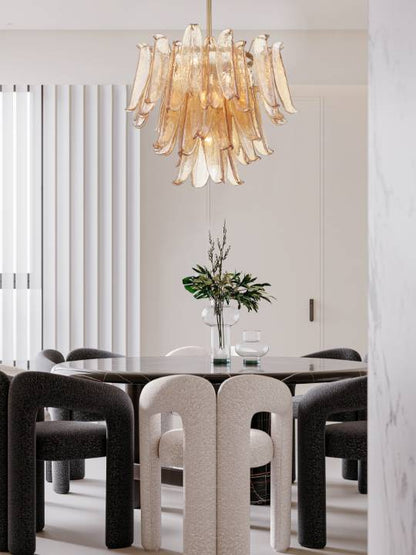 Amber Royale – Brass-Finish Pendant Light with Cracked Glass