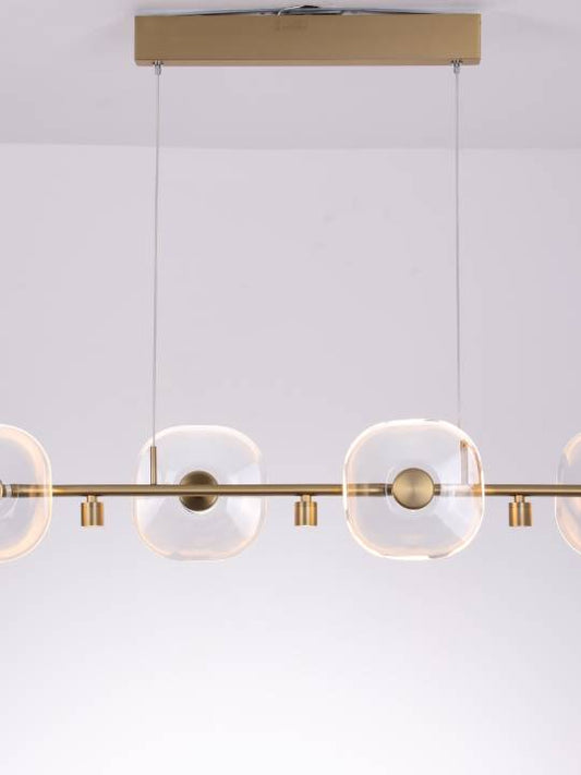 Cristallo Elara – 1200mm Linear Crystal Pendant Light in Gold