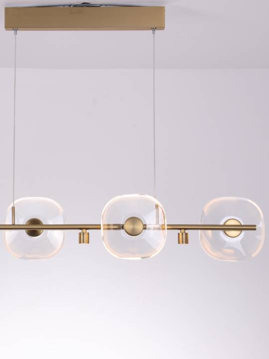 Cristallo Elara – 1200mm Linear Crystal Pendant Light in Gold
