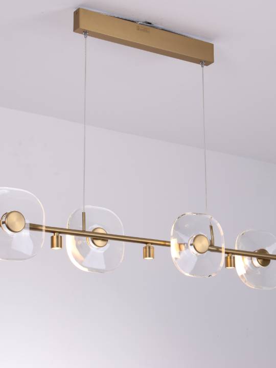 Cristallo Elara – 1200mm Linear Crystal Pendant Light in Gold