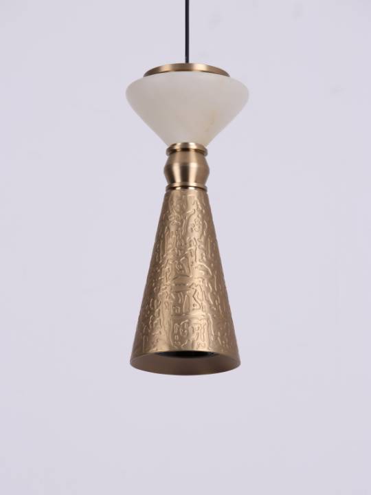 Alba Nova – Compact Alabaster Pendant Light in Matte Gold