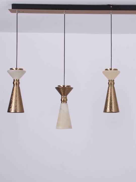 Alba Stratos – Linear Alabaster Pendant Light in Matte Gold