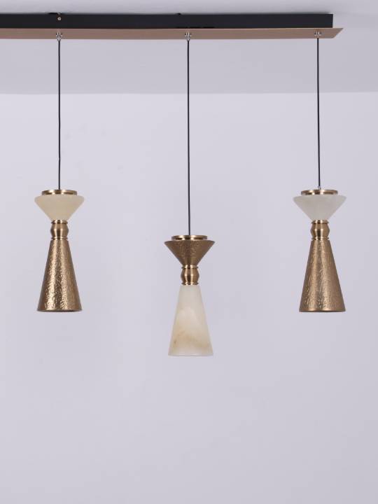 Alba Stratos – Linear Alabaster Pendant Light in Matte Gold