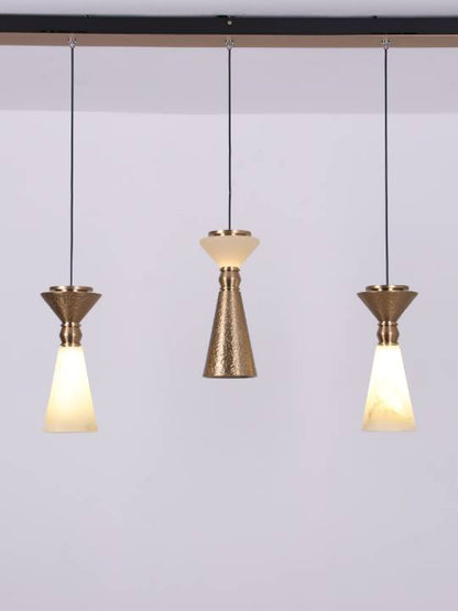 Alba Stratos – Linear Alabaster Pendant Light in Matte Gold