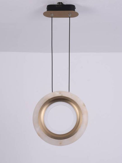 Alba Column – Vertical Alabaster Pendant in Matte Gold