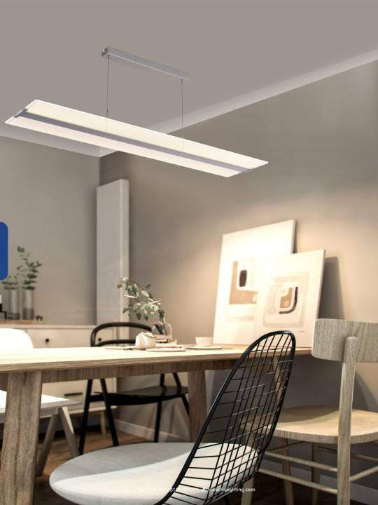 Lumen Drift – White Linear LED Pendant