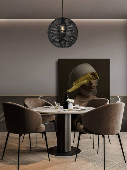 Lustre Halo – Black Finish Pendant Light