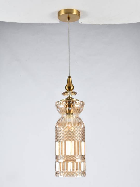 Golden Ember – Amber Glass Pendant Light