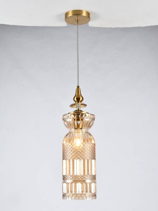 Golden Ember – Amber Glass Pendant Light