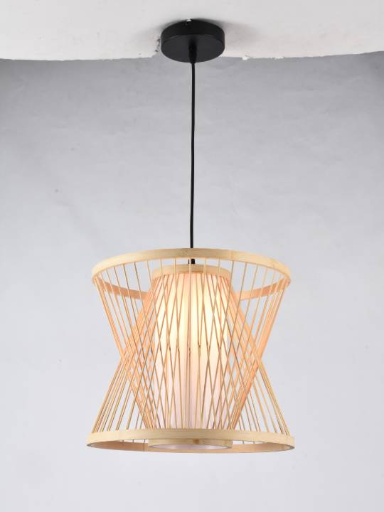 Bamboo Breeze – 350mm Fabric Pendant Light