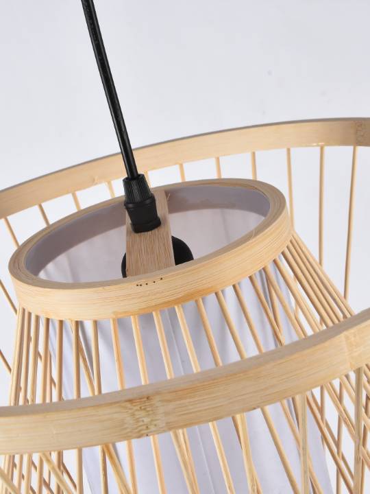 Bamboo Breeze – 350mm Fabric Pendant Light