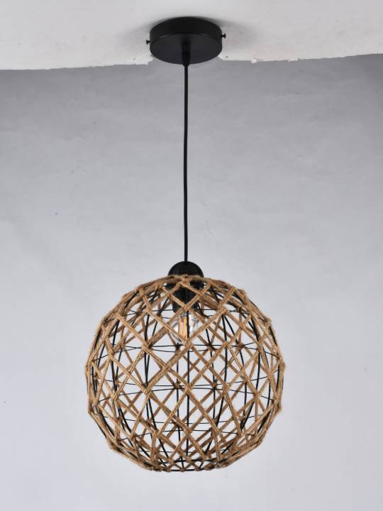 Rustic Noir – 300mm Industrial Rope Pendant Light