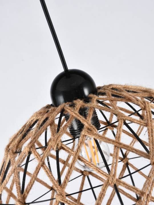 Rustic Noir – 300mm Industrial Rope Pendant Light