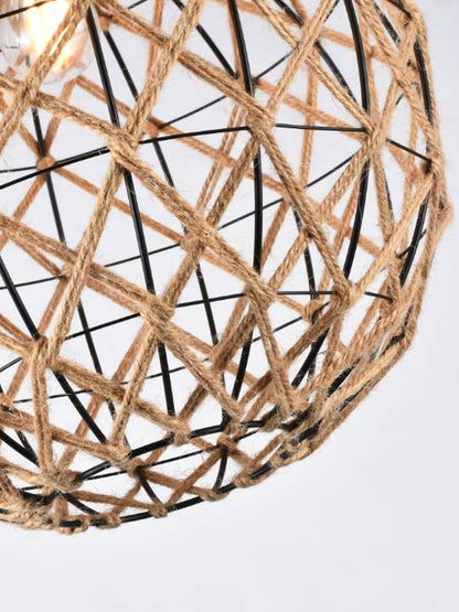 Rustic Noir – 300mm Industrial Rope Pendant Light