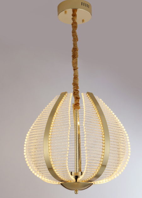 Aurelia Crown Pendant Light – Gold with Crystal Diffuser