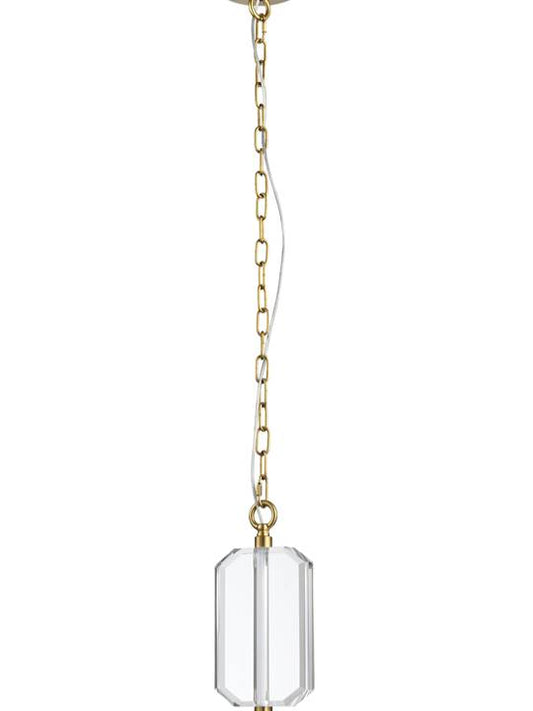 Aureon Crystal Pendant Light – Antique Brass