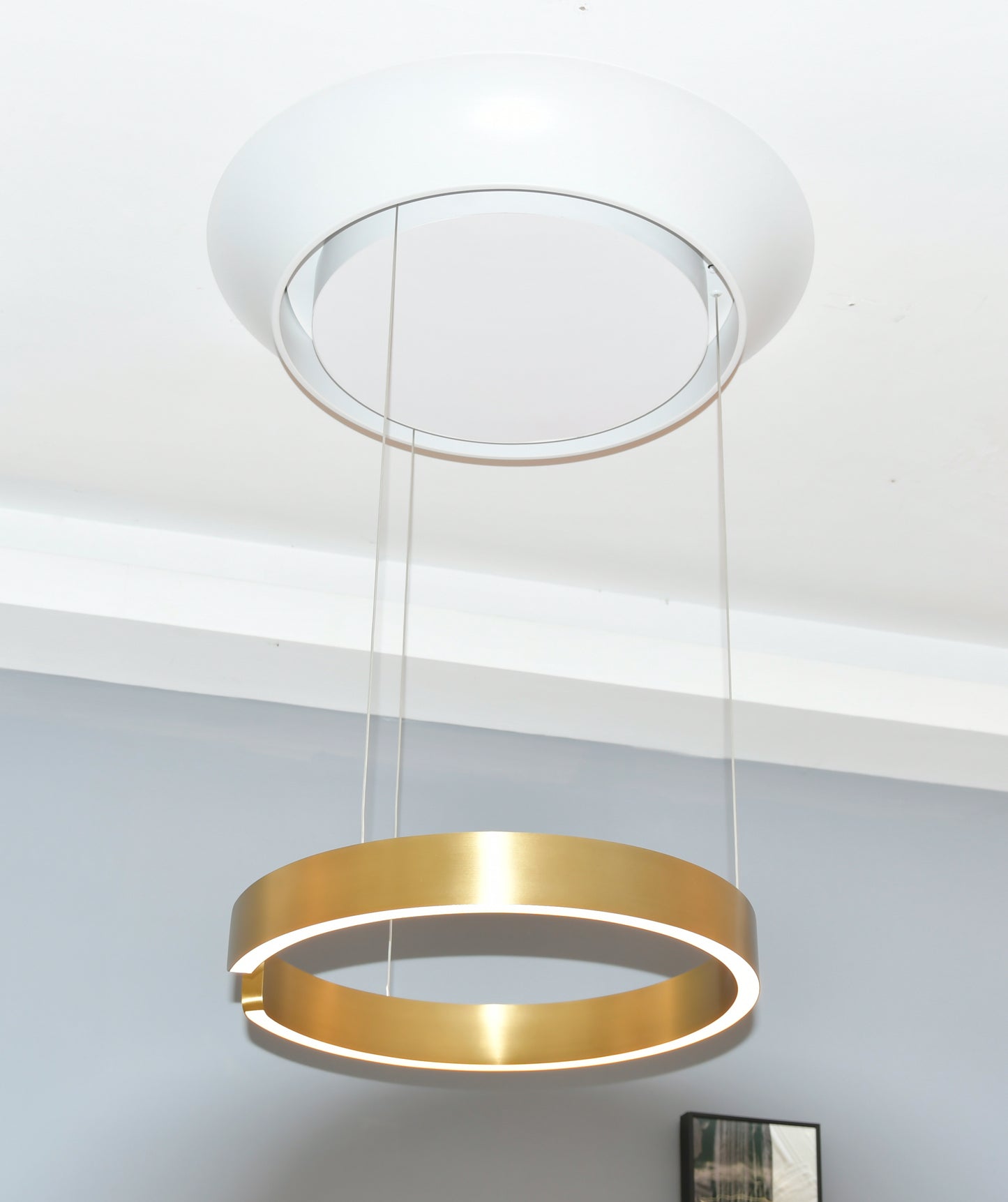 Champagne Gold Pendant Light – Slim Circular Silica Pendant