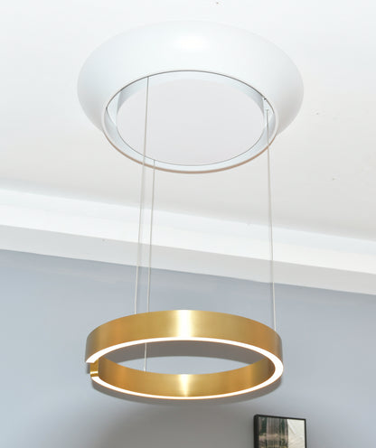 Champagne Gold Pendant Light – Slim Circular Silica Pendant